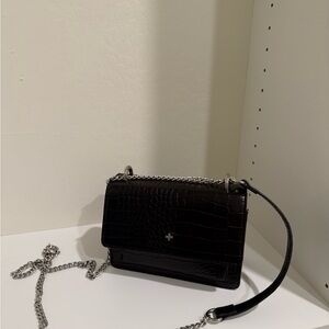 Black Croc-Embossed Women's Bag